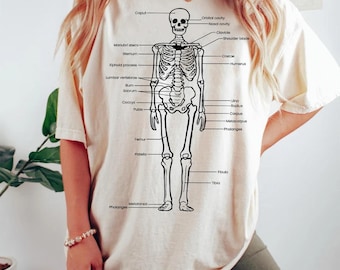 Comfort Colors Skeletal Anatomy T-Shirt, Halloween Osteology Skull Tee