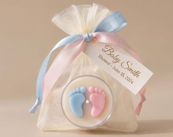 Personalized Baby Shower Candle Favors, Baby Feet Tealights, Gender Reveal Party Gifts