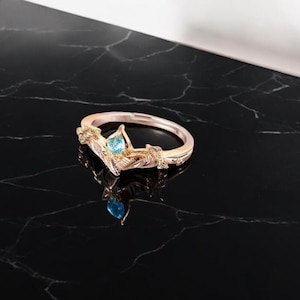 Dainty Blue Gem Game Lover Cosplay Gifts Ring, Anime Cosplay Ring Adult Unisex Adjustable Jewelry