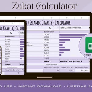 Zakat Calculator | Islamic Finance Tracker, Google Sheets (Digital Download