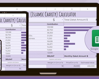 Zakat Calculator | Islamic Finance Tracker, Google Sheets (Digital Download