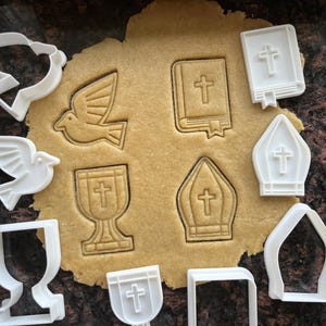 Baptism cookie cutter, Church cookie mold, Bible dough cutter, Dove cookie cutter, Christening cookie mold, First communion cookie cutter