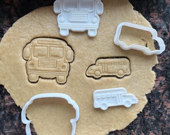 School bus cookie cutter, Back to school cookie mold, Bus cookie stamp, Vehicle cookie mold, Transportation dough cutter, Bus clay cutter