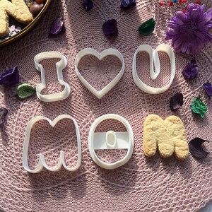 Mother's day cookie cutters, Mom letters cookie cutter Set, I love you mom cookie cutters, Cookies for mom, Home baked gift for mother