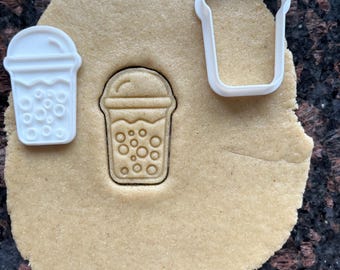 Bubble tea cookie cutter, Boba tea cookie mold, Tea biscuit mold, Boba dough cutter, Boba tea polymer clay cutter, Milk tea cookie cutter