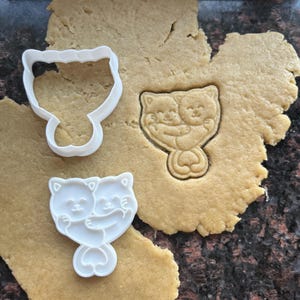 Cat cookie cutter, Kitten couple stamp, Pet treat mold, Cute kitty biscuit cutter, Polymer clay cutter, Gift for cat lovers, Pet cookie mold