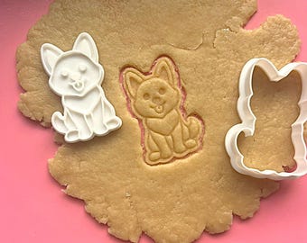 German Shepherd cookie cutter, Custom dog treat mold, GSD lover gift, Shepherd puppy birthday stamp, Pet bakery tool, Fondant embosser