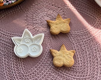 Blueberry cookie cutter, Fruit cookie stamp, Blueberry cookie mold, Summer berries dough cutter, Baking tools, Blueberry polymer clay cutter