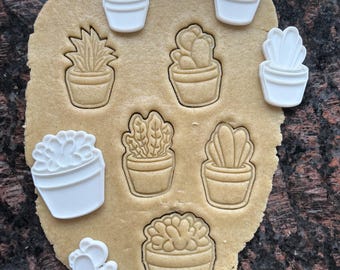 Succulent cookie cutter, Flower cookie mold, Succulent cookie stamp, Cactus dough cutter, Plant polymer clay cutter tool, Baking gift