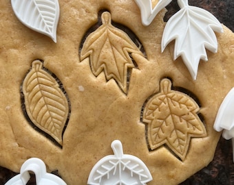 Leaf cookie cutter set, Fall leaf cookie mold, Autumn polymer clay cutter, Fondant leaf shape cutter, Maple oak biscuit cutter for baking