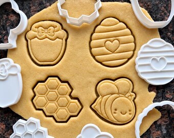 Honey bee cookie cutter set, Bumble bee clay & fondant mold