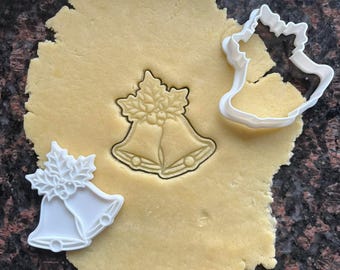 Christmas bells cookie cutter, Festive bells cookie mold, Holiday baking mold, Jingle bell biscuit cutter, Bell polymer clay cutter
