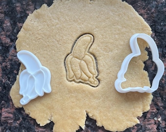 Peeled banana cookie cutter, Banana cookie cutter, Fruit baking mold, Dough cutter for cookies, Banana polymer clay cutter, Baking gift