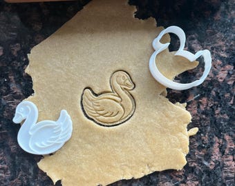 Swan cookie cutter, Duck biscuit mold, Bird polymer clay cutter, Swan fondant stamp, Baby shower favor, Gift for baker, Gift for crafter