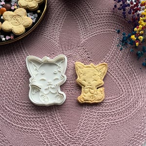 Fox cookie cutter, Fox cookie stamp, Cartoon fox dough cutter, Animal baking supplies, Cartoon animal shapes, Baby fox polymer clay cutter