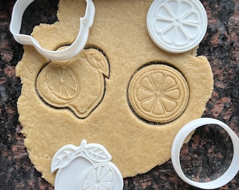 Lemon cookie cutter and stamp, Citrus fruit cookie mold, Summer baking tool, Lemon clay cutter, Biscuit cutter for polymer clay, Baking gift
