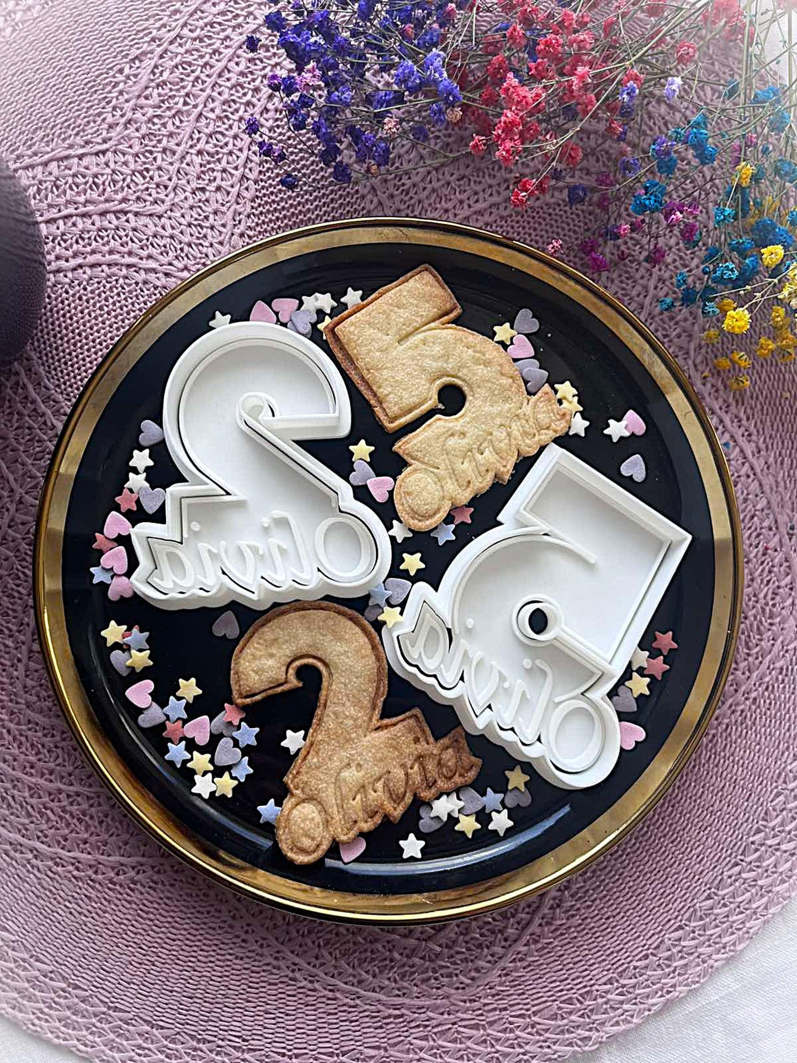 Personalized cookie cutter with name & age, Custom fondant embosser for ...