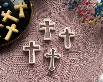 Cross Cookie Cutter, Outline Cross Cookie Cutter, Cross Polymer Clay Cutter Tool, Religious Cookie Cutter Set, Cross Shaped Cookie Cutter