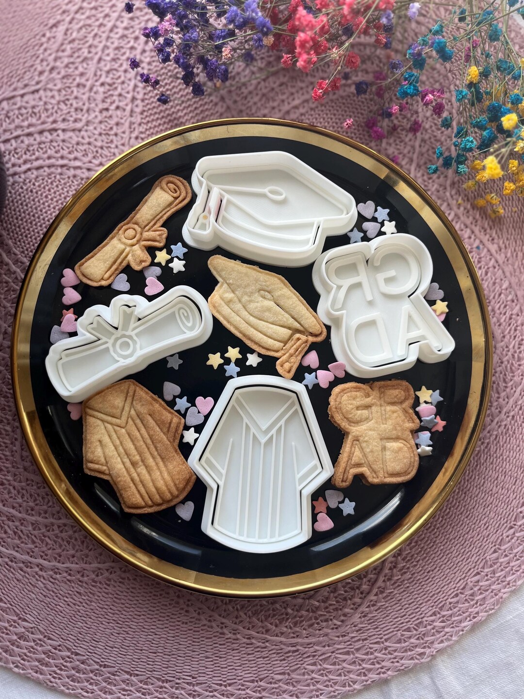 Graduation Cookie Cutter Set, GRAD Letter Stamp, Cap Gown Diploma ...