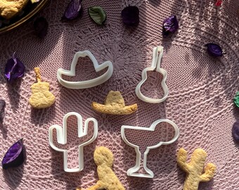 Mexican cookie cutters, Fiesta cookies molds, Cinco de Mayo Cookie Cutters, Cactus cookie cutter, Margarita cutter, Sombrero cookie cutter