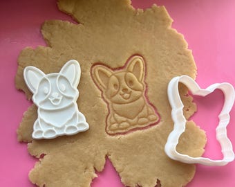 Corgi cookie cutter, Personalized dog Mom gift, Custom puppy birthday party decor, Corgi shaped treat mold, Dog breed fondant stamp