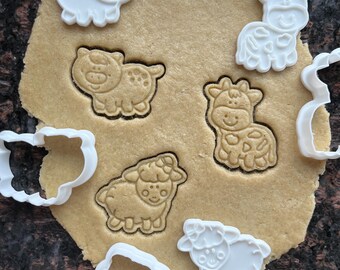 Farm animals cookie cutter set, Sheep cookie mold, Cow biscuit cutter, Pig cookie cutter, Lamb cookie cutter, Farm polymer clay cutter