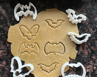 Halloween bat cookie cutter set, Minimalist spooky fondant cutters