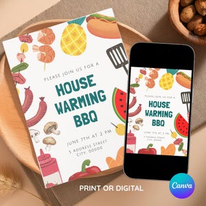 Editable BBQ Housewarming Invitation Template Printable New Home Party Invite Digital Housewarming Invite Housewarming Party Minimalist