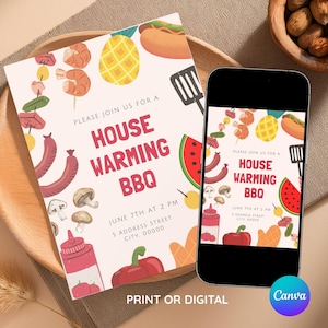 Bewerkbare housewarming uitnodiging sjabloon • Minimalistische printable uitnodiging • Modern design voor housewarming party en nieuw huis