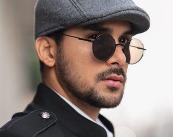 Handmade Round Black Sunglasses: Titanium Designer Frames