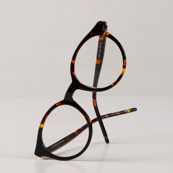 Handmade Round Tortoiseshell Blue Light Glasses