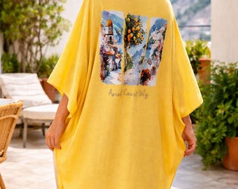 Amalfi Coast Beach Cover Up / Italy Vacation Kimono/ Lightweight Resort Wear / Summer Beach Dress