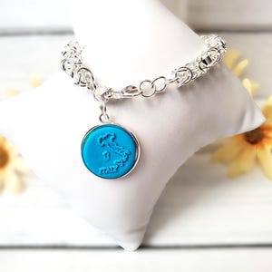 Elegant Silver Plated Link Bracelet with Handcrafted Italy Clay Charm