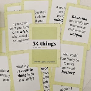 Family Conversation Starter Card Game: 54 Fun Dinner Table Questions, Family game night, family gift image 4