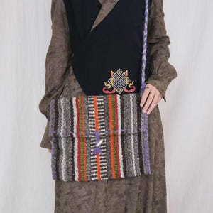 Tibetan Yak Wool Envelope Bag – Nomadic Messenger, Handwoven by local artisans| Adjustable Strap | One-of-a-Kind Design, gifteds