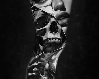 Shattered Reflections – Digital Tattoo Design & Printable Art – Instant Download