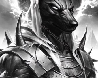 Diseño de tatuaje de Anubis | Boceto de dios egipcio de alta calidad | Sin marca de agua | Descarga digital