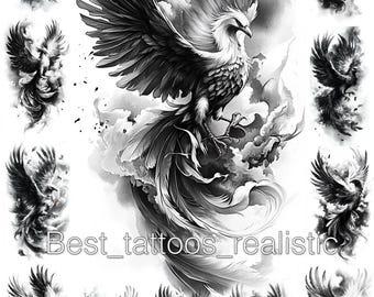 Minimal Phoenix Tattoo Design – Elegant Black and White Concept