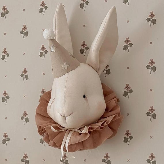 Circus Linen Rabbit Wall Hanging,soft Animal Art,nursery Decor