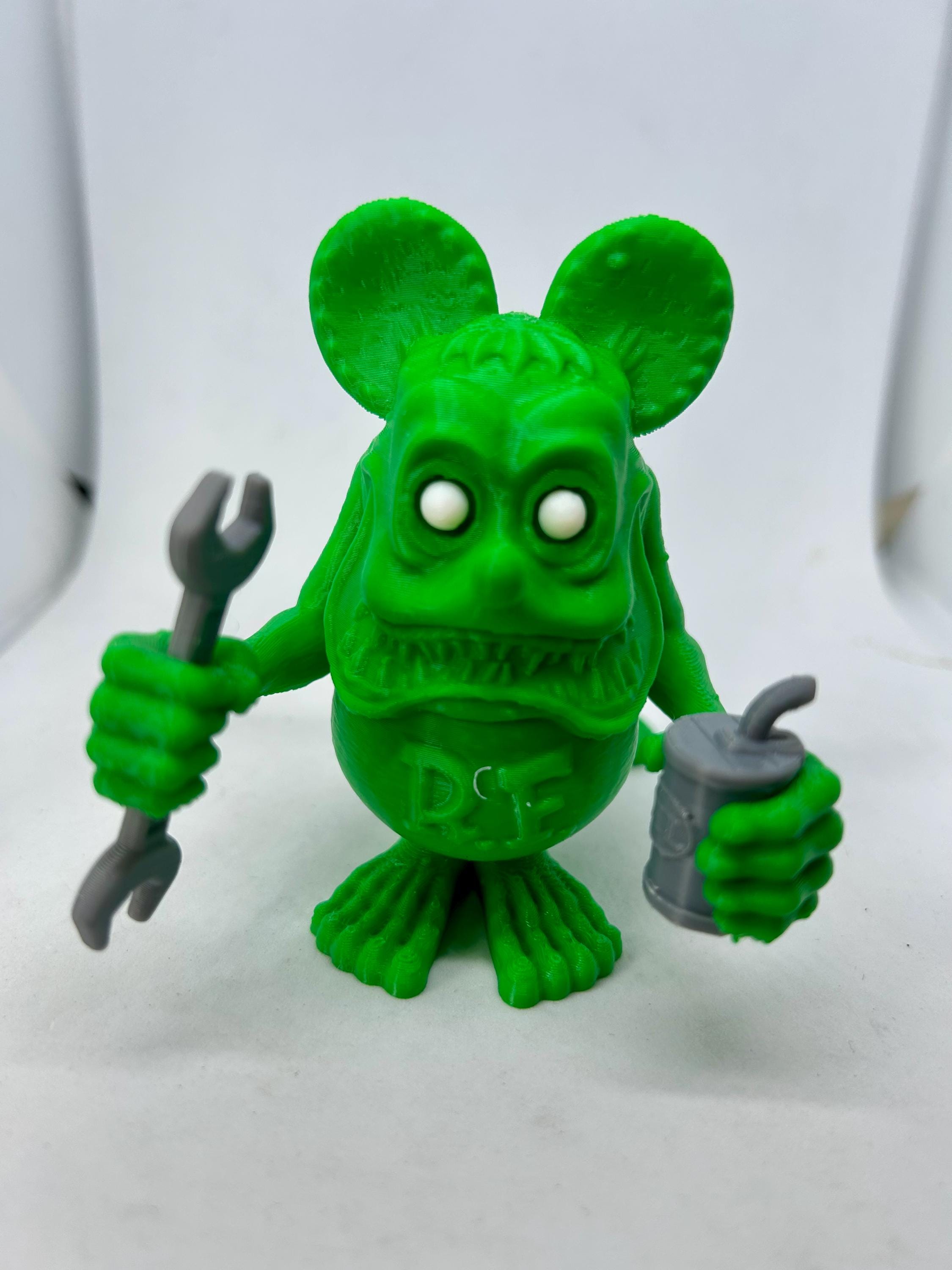 Rat Fink Figurine, Big Daddy Ed Roth Paintable Rat Fink Toy, Hot