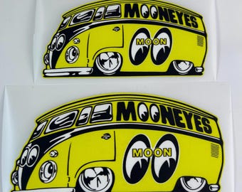 Mooneyes Bus iron on transfer, Collectible Mooneyes T shirt transfer, Make your own Mooneyes T shirt, Hot Rod shirt or hat design, Moon Eyes