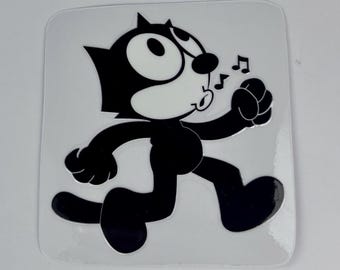 Felix the Cat whistling sticker - Felix the Cat collectible decal - Custom Felix sticker - lowrider decal, Hot Rod Decal, Man Cave sticker
