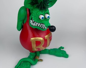 Figurine Rat Fink, grande pièce de collection Rat Fink peinte à la main, statue/figurine Ed Roth Big Daddy Rat Fink, 20 cm de haut, objet de collection Rat Fink