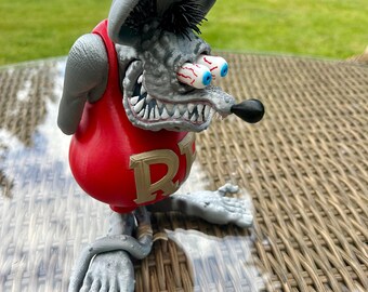 Rat Fink Figurine - Rat Fink Collectible - Silver Rat Fink