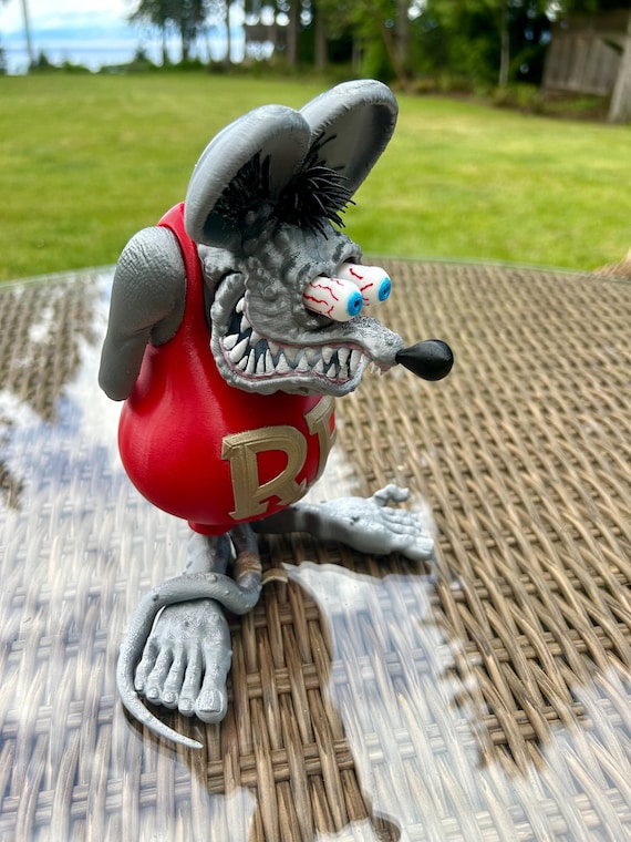 Rat Fink Figurine - Rat Fink Collectible - Silver Rat Fink - Ed