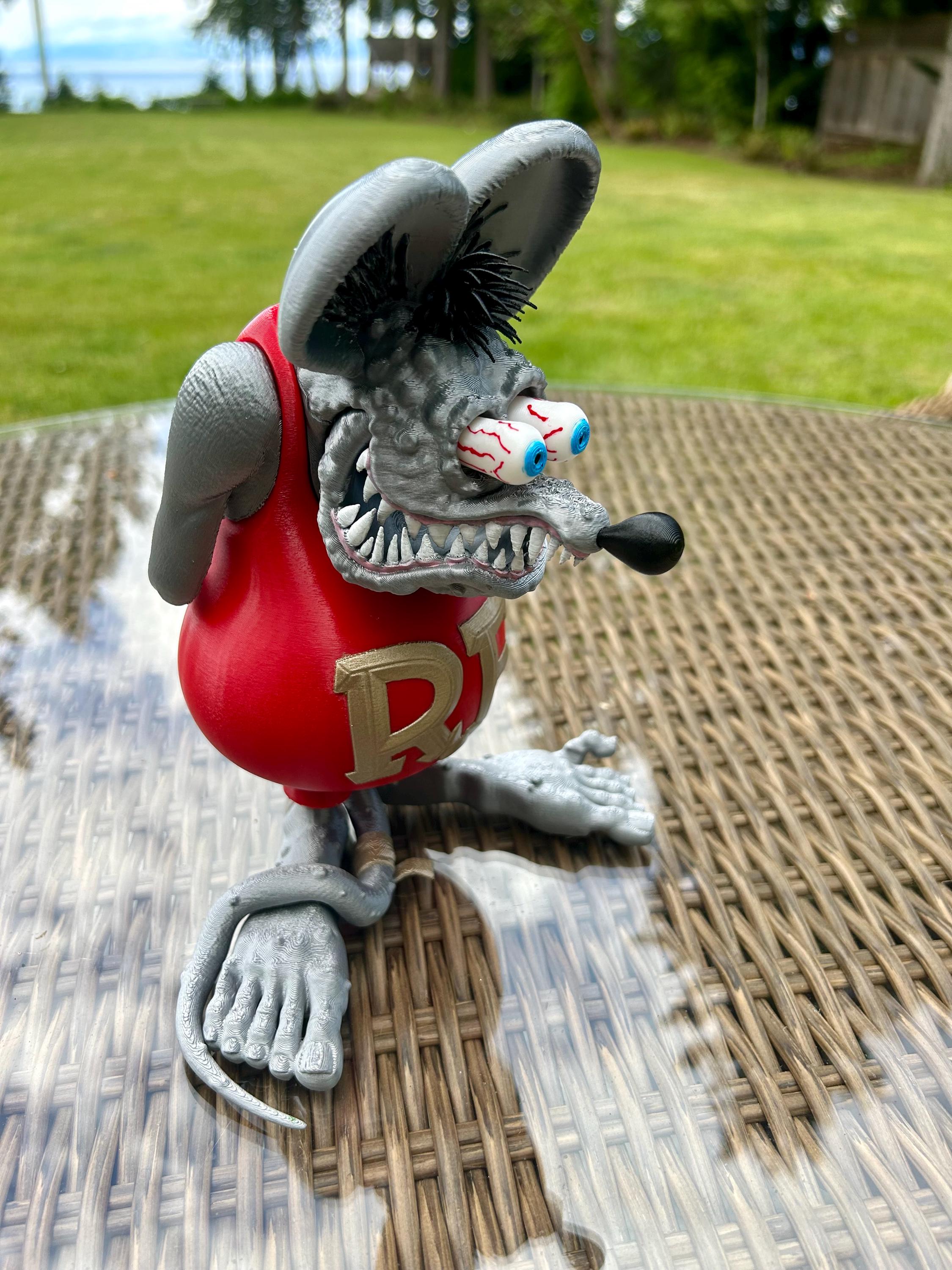 Rat Fink Figurine - Rat Fink Collectible - Silver Rat Fink - Ed