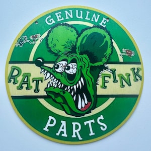 Rat Fink collectible sign, Big Daddy Ed Roth wooden Rat Fink sign, Vintage Style Rat Fink Hot Rod shop sign, Hot Rod, Man Cave Rat Fink Sign