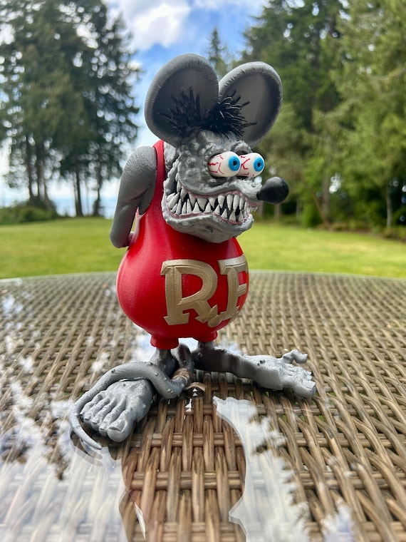 RAT FINK キャラクター フィギュア　入手困難　激レア　招きratfink Rat Fink Figurine - Rat Fink Collectible - Silver Rat Fink - Ed