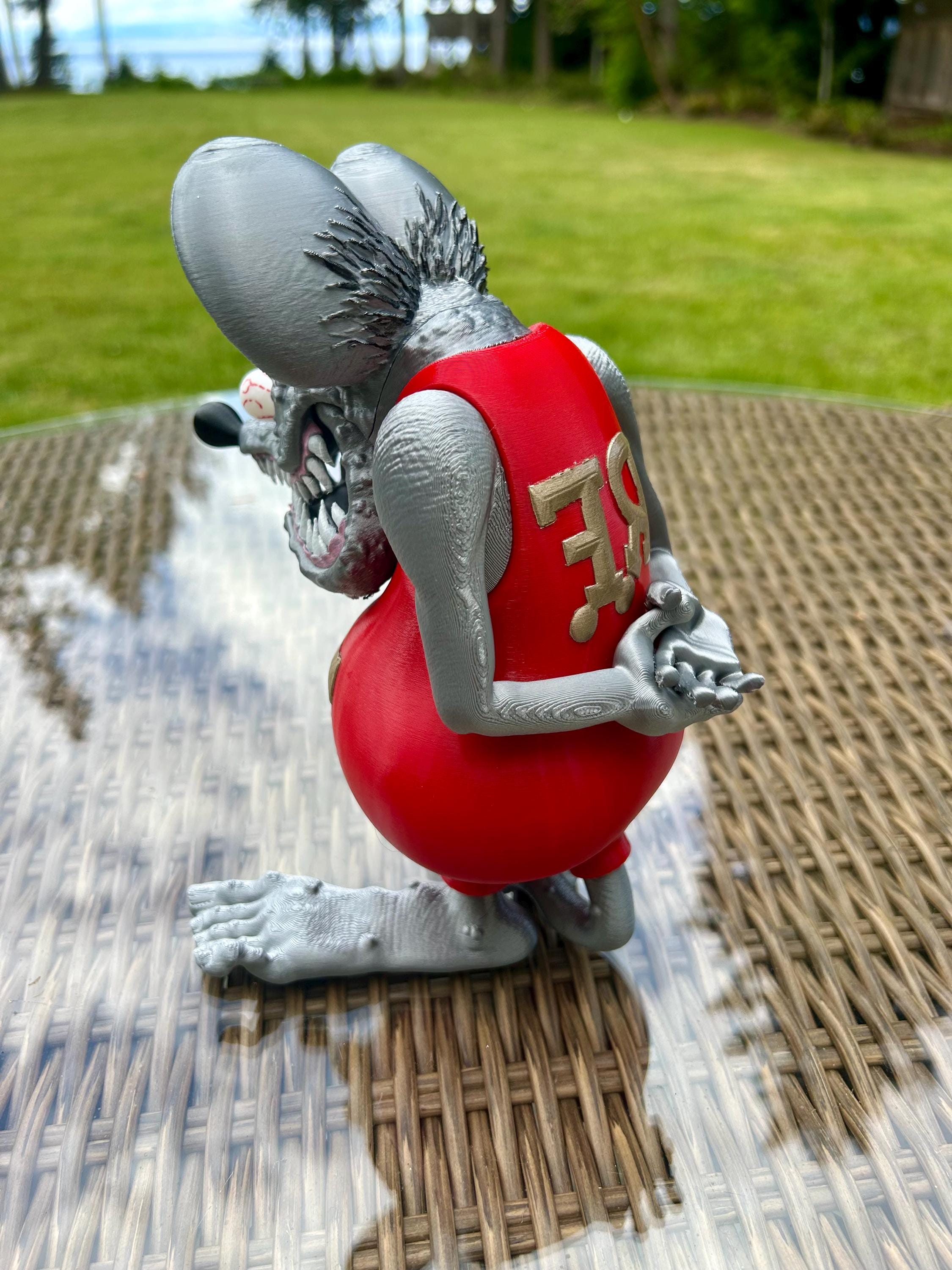 Rat Fink Figurine - Rat Fink Collectible - Silver Rat Fink - Ed