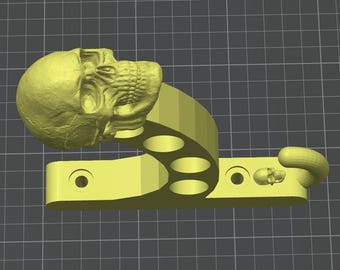 STL digital file Skull helmet holder - SKULL helmet and keytag holder digital download - Motorcycle helmet rack STL file to make your own